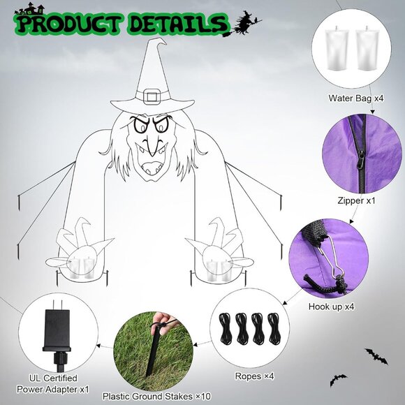 Halloween Inflatable Archway 10ft Arch Inflatable Witch Blow up Yard Decorations - Picture 5 of 8